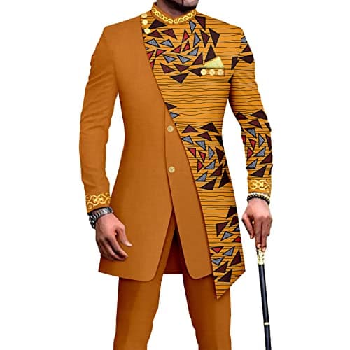 African Suits for Men Embroidery Print Blazer and Pants Set Business Suit Party Wedding Evening 649 44 Large