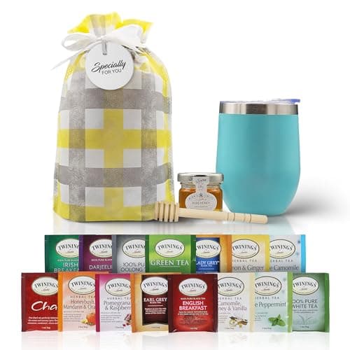 Tea Gift Set - Perfect Tea Gift for Women & Men, Tea Lovers Gift Basket with Assorted Teas, Elegant Mug, and Pure Honey (Teal)