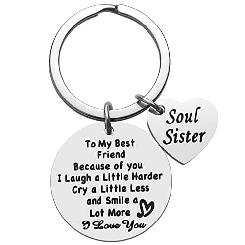Friend Gifts for Women - Birthday Christmas Gift for Best Friends Woman Female, To My Best Friend Bestie Soul Sister Keychain, Thanksgiving Day Long Distance Friendship Gifts