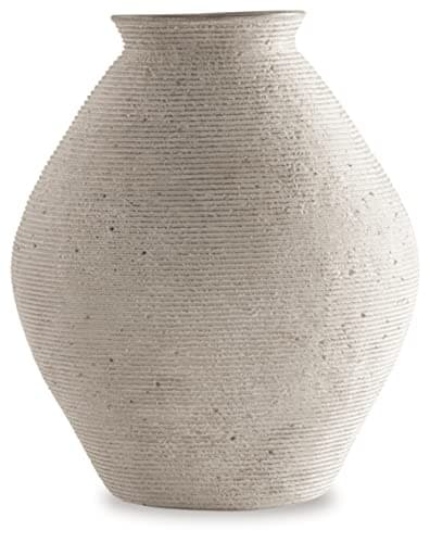 Signature Design by Ashley Hannela 12" Modern Distressed Polyresin Vase, Antique Tan