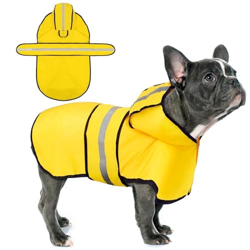 Paiaite Dog Raincoat: Hooded Slicker Poncho, Durable Waterproof Jacket with Reflective Stripes for Safety, Convenient Leash Hole, and Adjustable Fit, Perfect for Small, Medium, and Large Dogs Yellow M