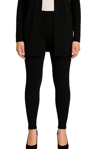 JENNIE LIU Womens 100% Cashmere Leggings - Ultra Soft Warm Winter Knit Tights for Cold Weather (Black, Medium)
