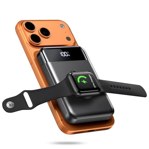 Magnetic Portable Charger, 10000mAh Power Bank, 4 in 1 Portable Charger 22.5W Fast Charging for Magsafe Battery Pack for iPhone 17/16/15/14/13/12 Series,for Apple Watch Ultra/11/10/9/8/7/6/SE