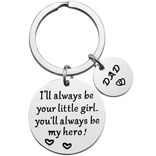 Father’s Day Gift - Dad Gifts from Daughter for Birthday Christmas Valentine’s Day, I'll Always Be Your Little Girl, You Will Always Be My Hero Daddy Keychain, Father Daughter Keyring