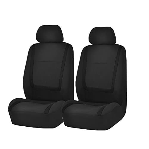 FH Group Car Seat Covers Front Set in Cloth for Low Back Car Seats with Removable Headrest, Universal Fit, Automotive Washable for SUV, Sedan, Van Black