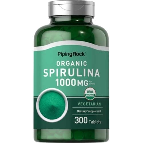 Piping Rock Organic Spirulina Tablets 1000 mg | 300 Pills | Vegetarian, Non-GMO, Gluten Free Supplement