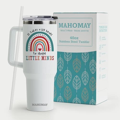 Insulated Teacher Coffee Mug - 40oz Stainless Steel Tumbler with Handle - Perfect for Christmas or Teacher Appreciation Gifts