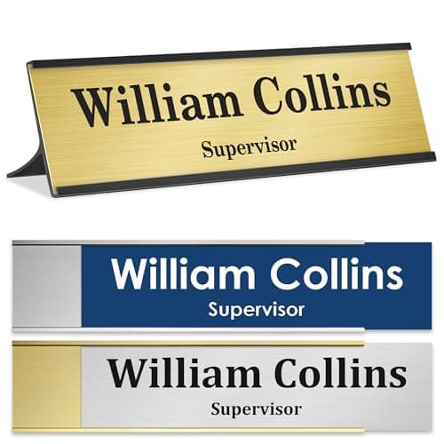 My Sign Center Custom Desk/Wall Name Plate - Personalized, Laser Engraved, 2" x 8", 18 Color Options, Made in USA