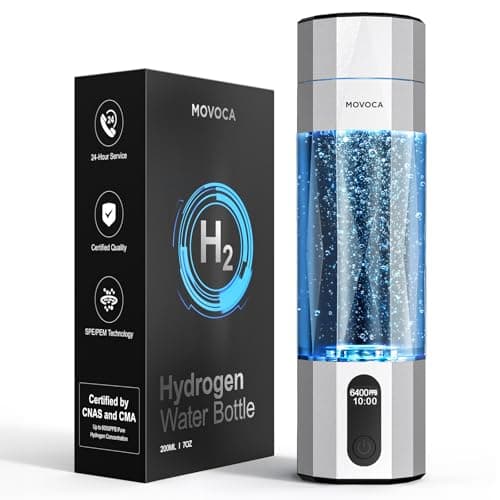 MOVOCA Upgrade Hydrogen Water Bottle, Up to 6400PPB Hydrogen Water Generator -SPE PEM Tech, 7 OZ Food-Grade PC Hydro Water Machine, Health Care Gifts for Husband, Wife, Family, Friends, Travel