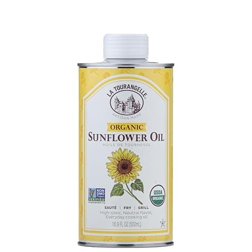 La Tourangelle, Organic High Oleic Sunflower Oil, Neutral Oil For Medium to High Heat Cooking and Skin Care, Non GMO, Pesticide and Chemical Free, 16.9 Fl Oz