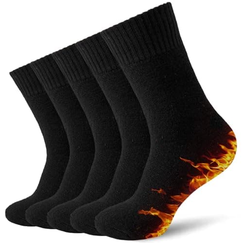 VoJoPi 5 Pairs Wool Socks Mens Thick Thermal Winter Boot Socks for Men Warm Hiking Super Cozy Soft, Size 7-12