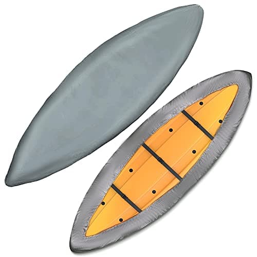 Kayak Cover Heavy Duty 420D Dust Cover Waterproof&UV Protection Kayak Cover for Outdoor Storage (10.2-11.5FT/3.1-3.5m, Grey)