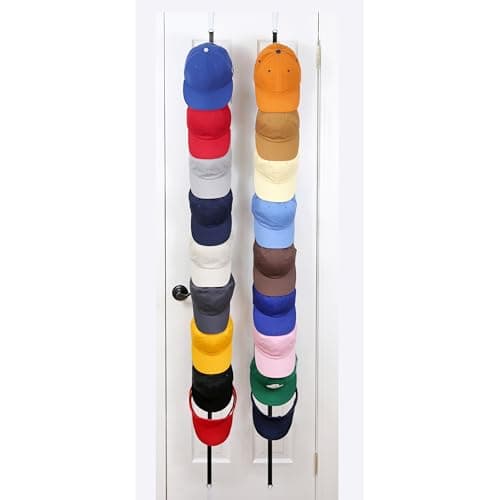 Perfect Curve Hat Organizer CapRack | Over-The-Door Hat Rack and Organizer | Baseball Cap Rack | Hat Rack for Door | Cap Organizer | 2 Straps | Holds 18 to 36 Adjustable Caps |Black