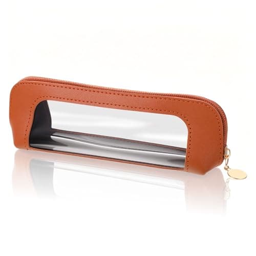 LXUEJIE Small Clear Makeup Pouch, PU Leather Makeup Brush Bag Portable Travel Mini Cosmetic Bag Waterproof Organizer Pouch with Zipper for Women Home Travel Office Cosmetic Storage