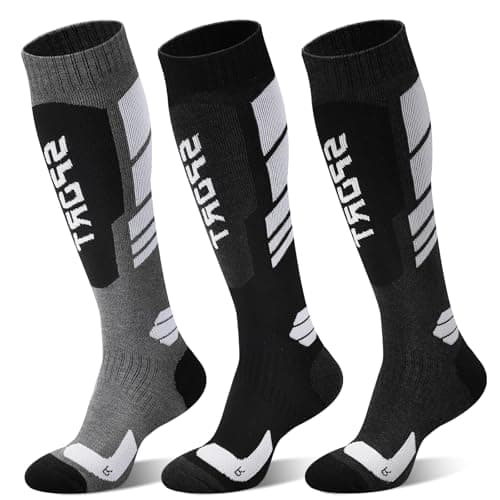 Loiyadn Ski Socks - 3 Pairs Warm Merino Wool Snowboard Socks Thermal Sock for Mens Womens in Cold Weather for Cycling Skiing Hiking