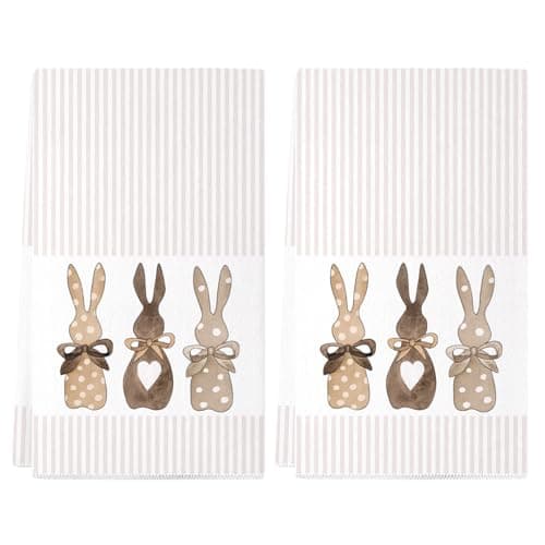 Siilues Easter Kitchen Towels Set of 2, 18x26 Inch Dish Towels Home Decor Hand Towels Seasonal Spring Holiday Bunny Decorations for Home Drying Dishcloth (Colourful)