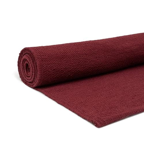 Live Well 360 Handmade Organic Cotton Yoga Mat Natural Yoga Mat - Yoga Rug - Exercise, Workout, & Fitness Rug Made of 100% Cotton - Woven Material - Absorbent & Washable - 78" x 27" (Maroon)