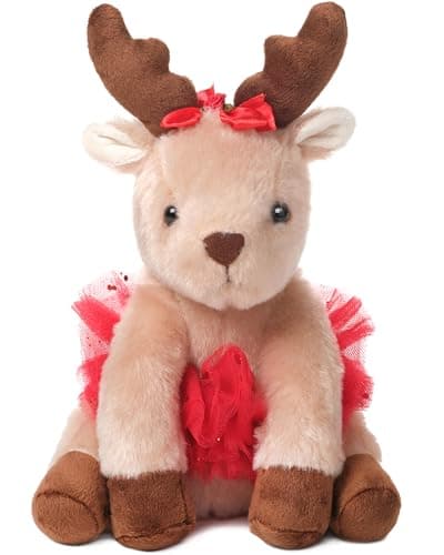 Bearington Darling Dancer Ballerina Reindeer Stuffed Animal, 7 Inch Stuffed Reindeer Christmas Doll, Ideal Christmas Plush Toy Gift for Toddlers, Kids & Teens