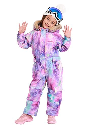 Bluemagic Big Kid's One Piece Snowsuits Ski Suits Waterproof Overalls Jackets Snowboarding,PPL GLX,125cm