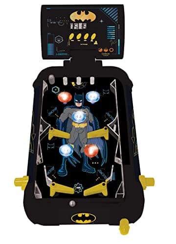 LEXiBOOK Batman Electronic Pinball Machine, Fun Sounds and Light Effects, 5 Obstacles, Works with 3 LR14 Batteries, Black/Yellow, JG610BAT