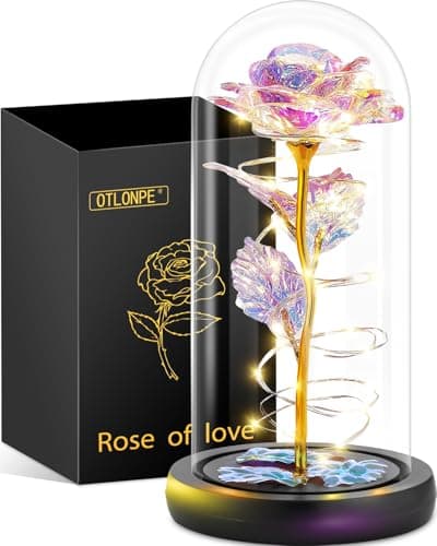 Otlonpe Rose Flower Valentines Day Gifts for Her, Birthday Gifts for Women Mom Wife Girlfriend, Handmade Glass Roses Flowers Womens Gifts for Valentine's Day, Anniversary, Womens Day, Mothers Day