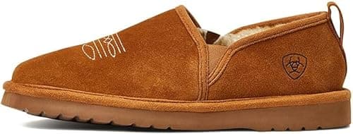 ARIAT Men's Square Toe Indoor & Outdoor Rubber Bottom Lasso Suede Slippers, Chestnut, 11
