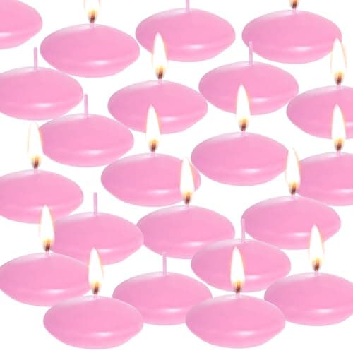 20 Pcs Floating Candles Centerpieces, 1.5 Inch Unscented Floating Candles Small Decoration, Floating Candles Vases for Valentine's Day, Thanksgiving, Wedding (Pink)