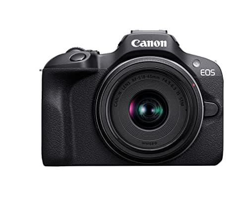 Canon EOS R100 Mirrorless Camera RF-S18-45mm F4.5-6.3 is STM & RF-S55-210mm F5-7.1 is STM Lens Kit, 24.1 Megapixel CMOS (APS-C) Sensor, 4K Video, RF Mount, Black