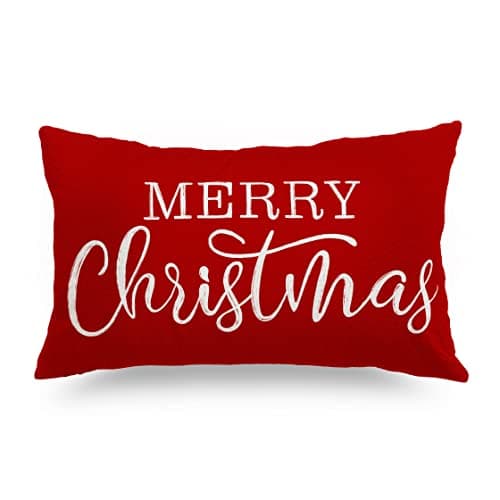 LOMCHEN Red Christmas Lumbar Pillow Cover 12x20 Inches for Christmas Decorations Merry Christmas Throw Pillow Covers Winter Holiday Cushion Case Decoration for Sofa Couch