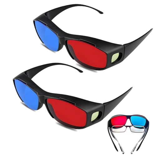 Gnimup 2 Pack 3D Glasses for Movies at Home - Red Blue 3D Viewing Glasses for Games and TV, Lightweight Simple Design (Style_02)