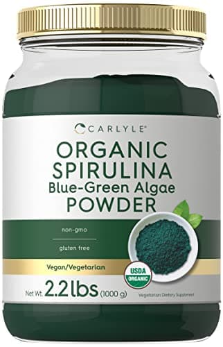 Carlyle Organic Spirulina Powder 2.2 lbs | Blue Green Algae | 8g Spirulina per Serving | Vegan, Non-GMO, Gluten Free Supplement