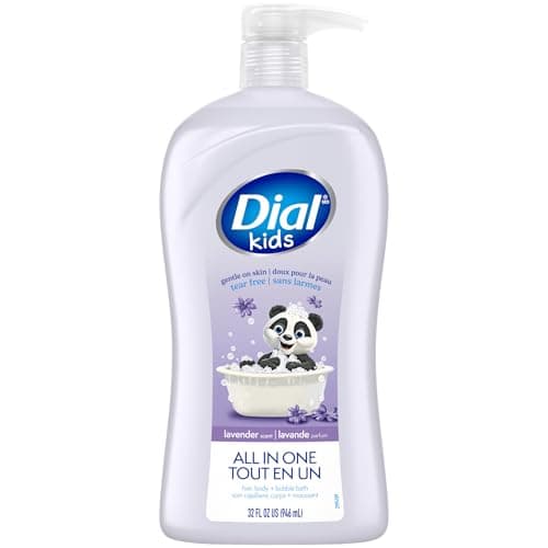 Dial Kids All-in-1 Body + Hair + Bubble Bath, Lavender Scent, 32 Fl Oz, Hypoallergenic Body Wash & Shampoo, No Tears Formula for Kids 2+ Years, No Parabens & Silicones