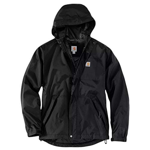 Carhartt Men's Loose Fit Midweight Rain Jacket, Black, Large