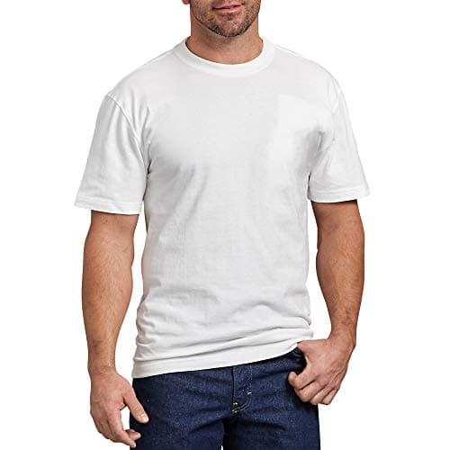 Dickies mens Short Sleeve Heavweight Crew Neck Work Utility T Shirt, White, Large US