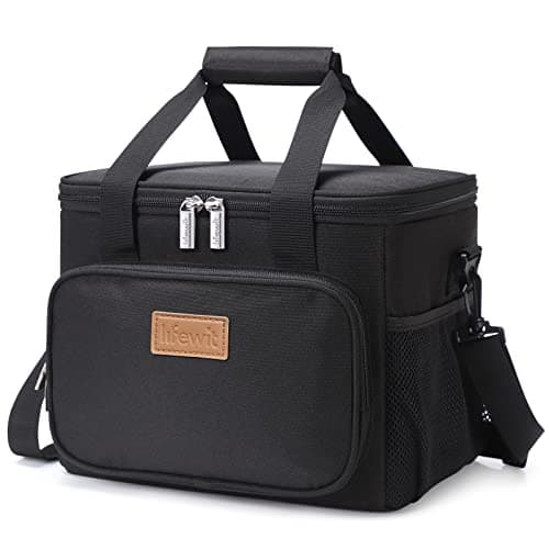 Lifewit Large Lunch Bag Insulated Lunch Box Soft Cooler Cooling Tote for Adult Men Women, Black 12-Can (8.5L), 10"× 6.7" × 8"