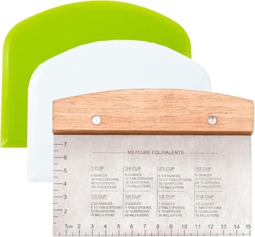 BOORIKA Dough Scraper & Bench Scraper Kitchen – Stainless Steel Sourdough Tools – Dough Cutter for Sourdough Bread, Pizza, and Flat Top Griddles – Chef Approved