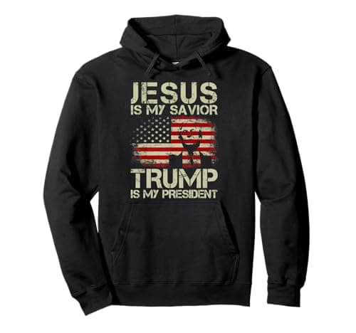 Jesus Is My Savior Trump Is My President Trump 2024 USA Flag Pullover Hoodie