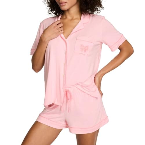 Victoria's Secret Modal Pajama Set, Short Sleeve Shirt and Shorts, Pajamas for Women, Pretty Blossom Lipstick, XS