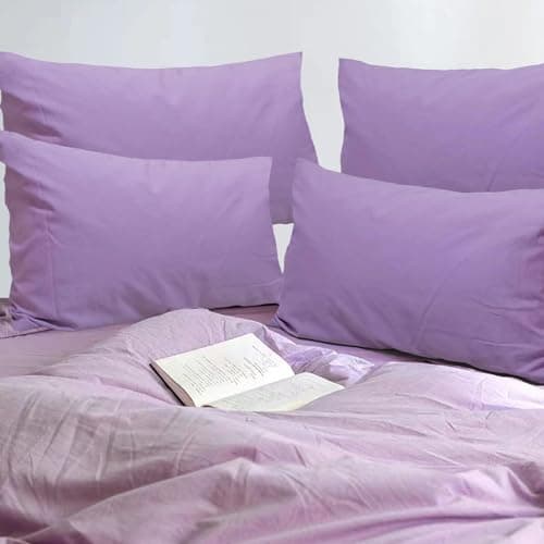 Premium Queen Pillowcases 4 Pack - Purple Standard - Ultra Soft 1800 Thread Count Microfiber- Double Brushed - Allergies Free - Wrinkle Resistant Pillowcase