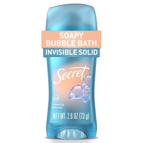 Secret Fresh Antiperspirant Deodorant for Women, 72hr Breathable Sweat & Odor Protection, Instant Freshness & Gentle, PH Balancing Minerals, Invisible Solid, Soapy Bubble Bath Scent, 2.6 oz