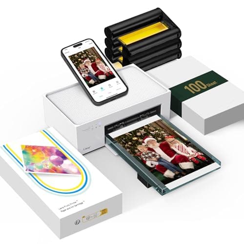 Liene M100 4x6'' Photo Printer, Phone Printer 100 Sheets & 3 Cartridges, Full-Color Photo, Portable Instant Photo Printer for iPhone Android, Thermal Dye Sublimation, Wi-Fi Picture Printer 100 Papers