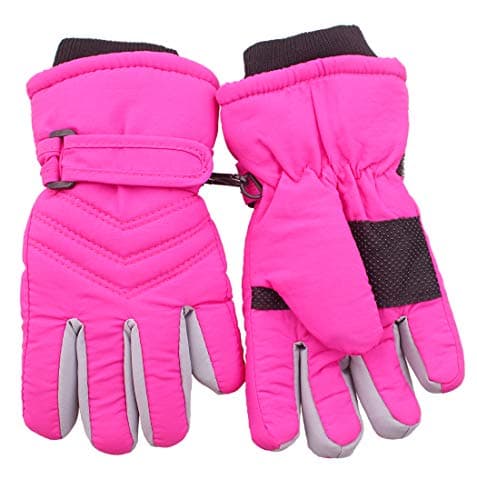 kimmyku Pink Waterproof Toddler Girls Boys Thinsulate Winter Snow Gloves for Little Kids Children Ski Driving 3-4-5years
