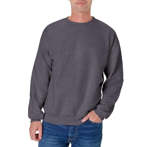 Hanes Men's Ultimate Cotton Heavyweight, Long Sleeve, Charcoal Heather, Large