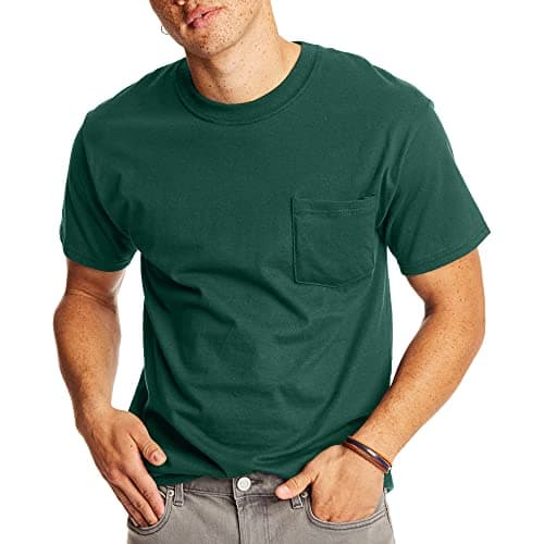 Hanes mens Short-sleeve Beefy T-shirt With Pocket fashion t shirts, Deep Forest, X-Large US