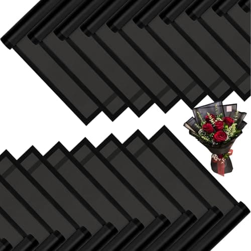 DEWJDFSC 20 Sheets Flower Wrapping Paper,Waterproof Floral Korean Bouquet Wrapping Paper, Florist Supplies, Suitable for Flowers Gift Packaging (Black)