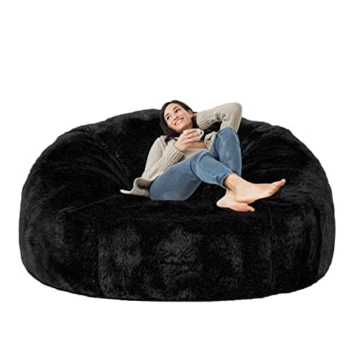 Taotique 6FT Giant Bean Bag Chair Cover (Cover only, No Filler) Soft Faux RH Fur Sofa Bed Washable Bean Bag Couch Cover for Adult and Kids with Liner