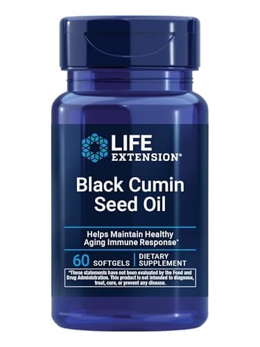 Life Extension Black Cumin Seed Oil, Black Cumin, Immune Health Support, Whole-Body Health, Healthy Aging, Gluten Free, Non-GMO, 60 softgels