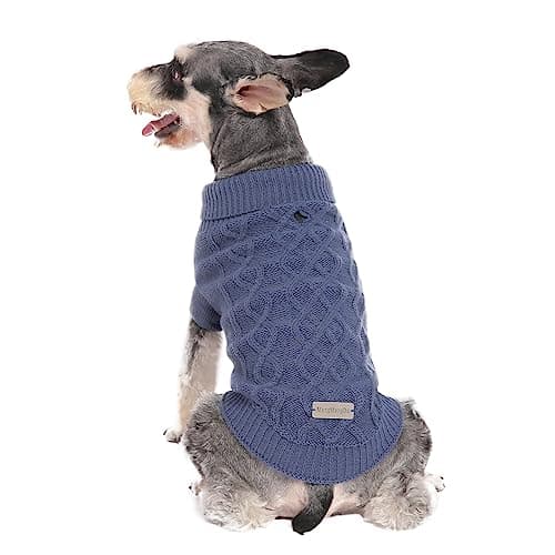 Small Dog Warm Winter Sweater MengMengDa Pet Dog Clothes Dog Knitwear for Small to Medium Breeds Dog Outfits (Dark Blue M)