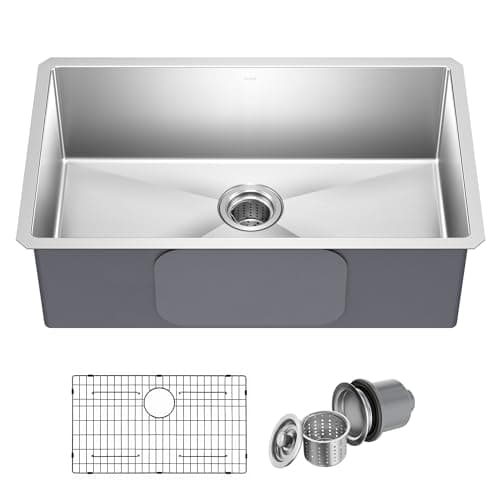 KRAUS Standart Pro 30 -inch Undermount Single Bowl 16 Gauge Stainless Steel Kitchen Sink, KHU100-30