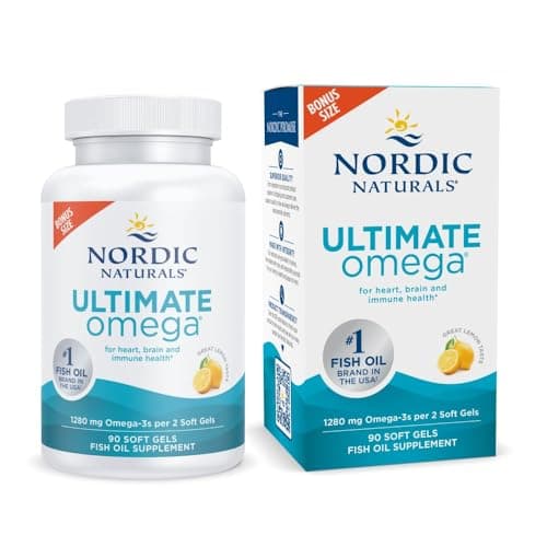 Nordic Naturals Ultimate Omega, Lemon Flavor - 90 Soft Gels - 1280 mg Omega-3 - High-Potency Omega-3 Fish Oil Supplement with EPA & DHA - Promotes Brain & Heart Health - Non-GMO - 45 Servings